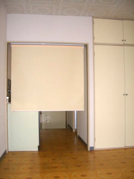 Living and room. Consideration to privacy in the roll curtain