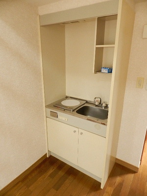 Kitchen. A small kitchen IH1-burner stove