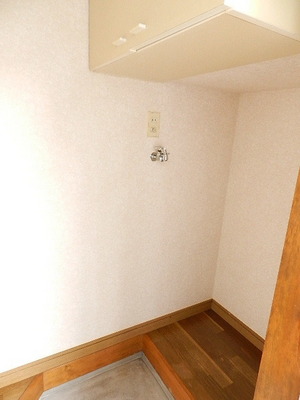 Washroom. Washing machine in the room
