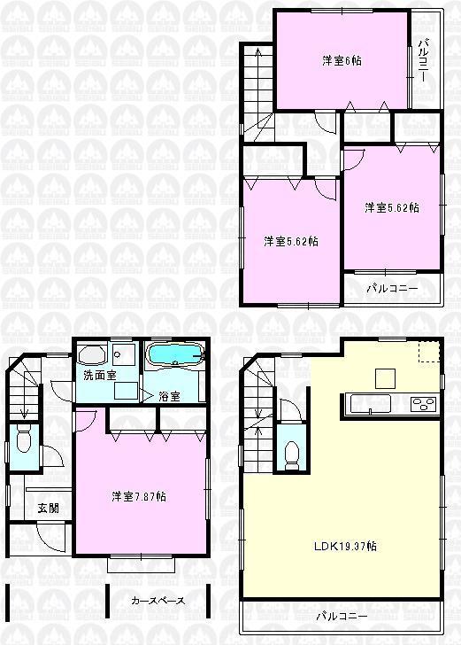 Floor plan. (1 Building), Price 39,800,000 yen, 4LDK, Land area 74.65 sq m , Building area 104.68 sq m