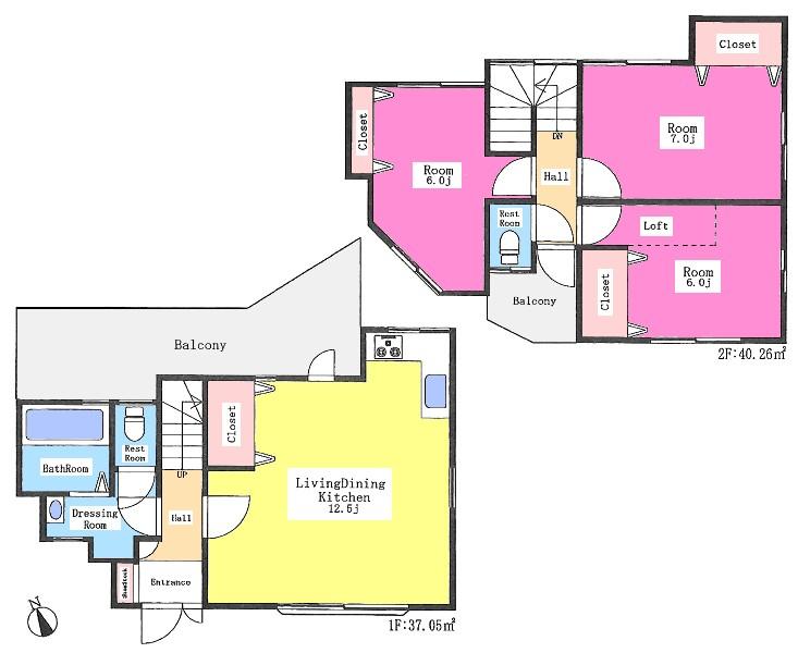Floor plan. 21,800,000 yen, 3LDK, Land area 108.29 sq m , Building area 77.31 sq m floor plan