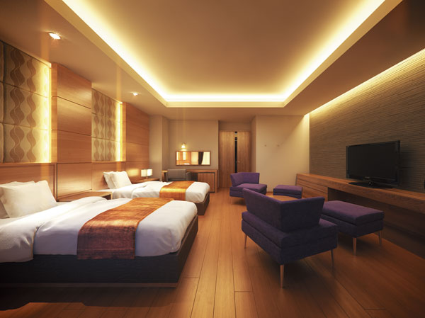 Features of the building.  [Guest rooms] On the ground floor common areas, We have prepared the guest room where you can stay and visitors and family. Deep relaxation indoor, Nice comfortable warmth, It has become a peace space for guest. (Rendering)