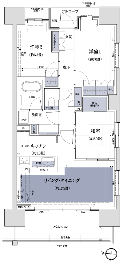 Floor: 3LDK, occupied area: 74.18 sq m