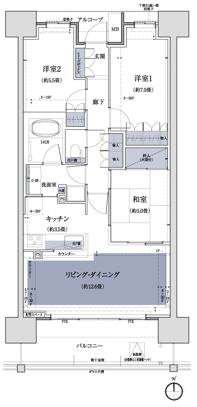Floor: 3LDK, occupied area: 75.01 sq m