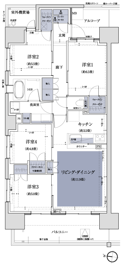 Floor: 4LDK + 2WIC + SIC, the occupied area: 85.08 sq m