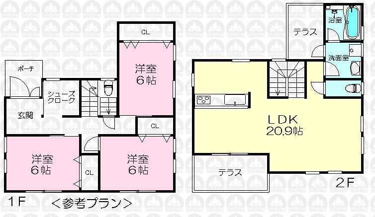 Building plan example (floor plan). Building plan example Building price 15,230,000 yen, Building area 96.88 sq m