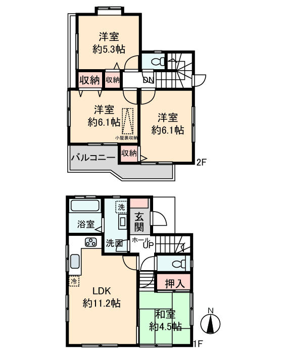 Floor plan. 22,800,000 yen, 4LDK, Land area 100.3 sq m , Building area 79.9 sq m