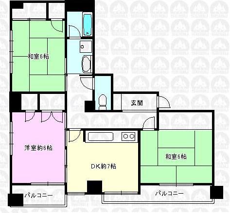 Floor plan. 3DK, Price 7 million yen, Occupied area 69.66 sq m , Balcony area 6.93 sq m floor plan