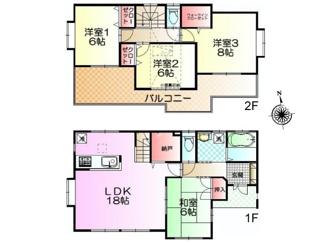 Floor plan. 28.8 million yen, 4LDK + S (storeroom), Land area 180.69 sq m , Building area 102.05 sq m