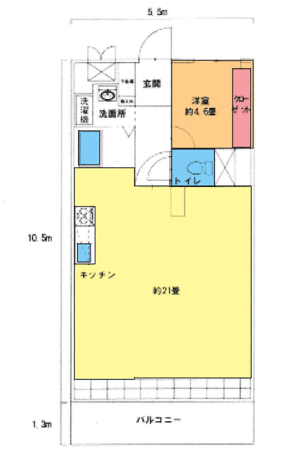 Floor plan. 1LDK, Price 8 million yen, Occupied area 57.75 sq m floor plan