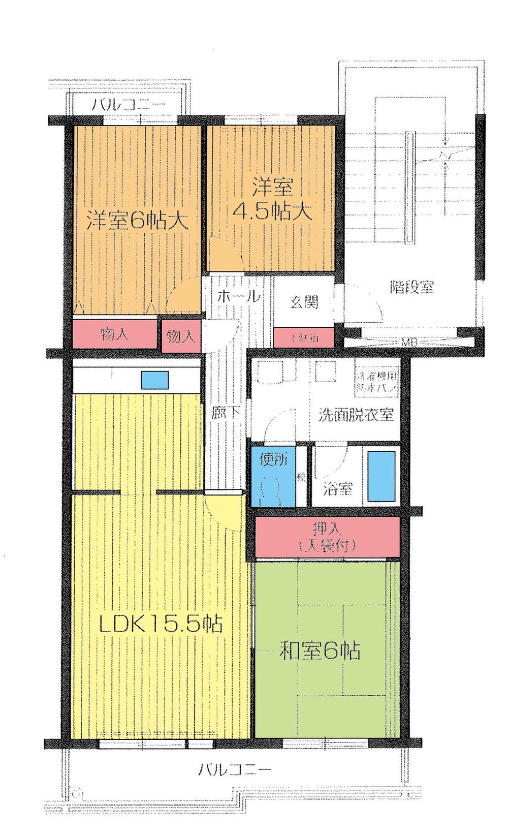Floor plan. 3LDK, Price 6.8 million yen, Occupied area 80.73 sq m , Balcony area 10.69 sq m floor plan