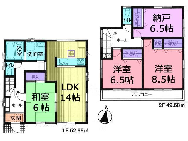 Floor plan. (6 Building), Price 29,800,000 yen, 3LDK+S, Land area 115.71 sq m , Building area 102.67 sq m