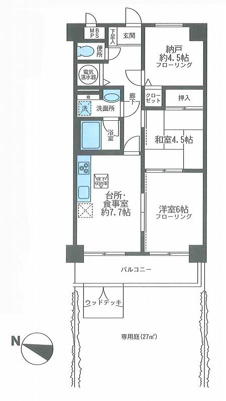 Floor plan. 3DK + S (storeroom), Price 7.8 million yen, Footprint 56 sq m , Balcony area 6 sq m