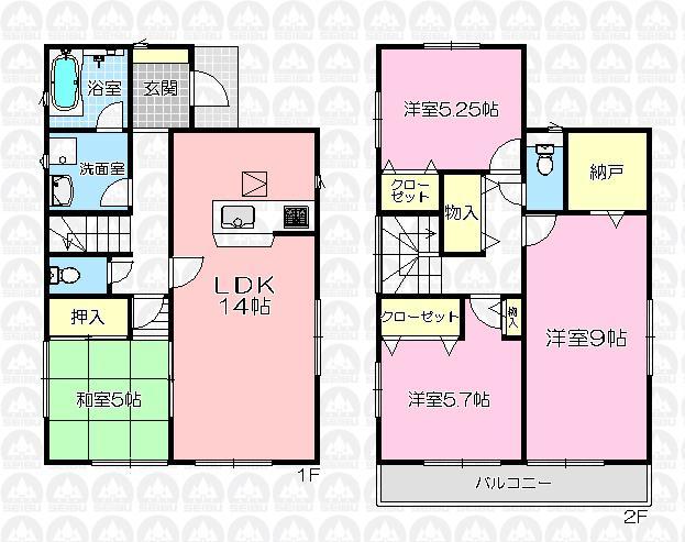 Floor plan. 21,800,000 yen, 4LDK + S (storeroom), Land area 102.37 sq m , Building area 95.17 sq m