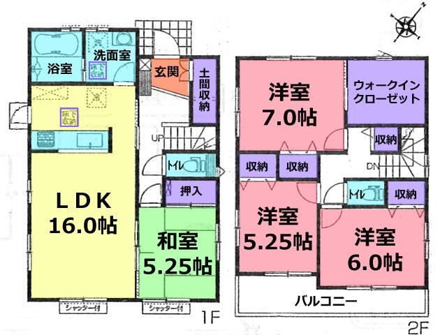 Floor plan. (5 Building), Price 25,800,000 yen, 4LDK, Land area 172.33 sq m , Building area 103.5 sq m