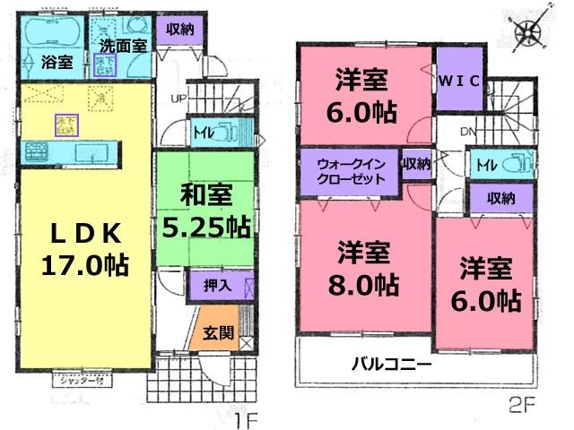 Floor plan. (8 Building), Price 28,300,000 yen, 4LDK, Land area 172.58 sq m , Building area 106.4 sq m