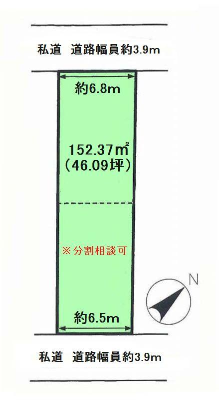 Compartment figure. Land price 13.5 million yen, Land area 152.37 sq m