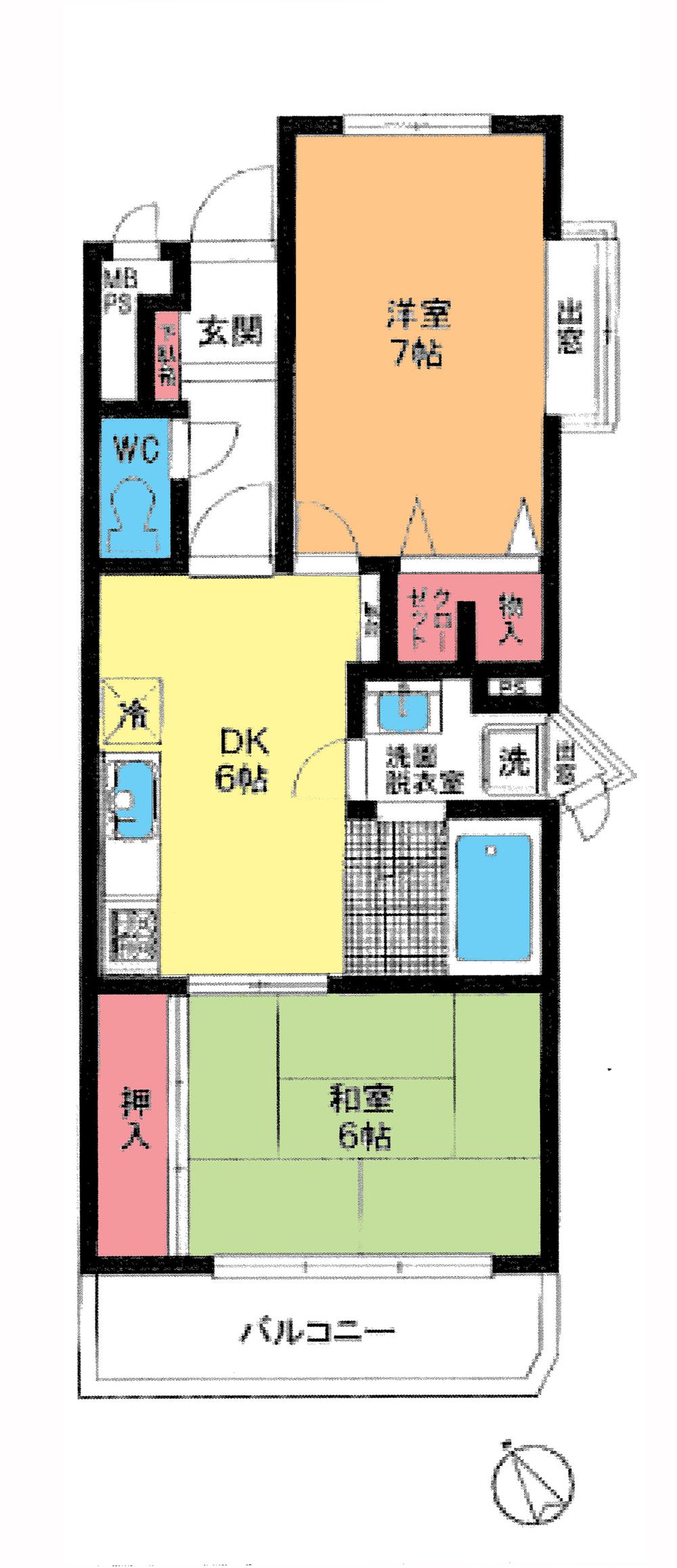 Floor plan. 2DK, Price 5.8 million yen, Occupied area 44.93 sq m , Balcony area 4.97 sq m floor plan
