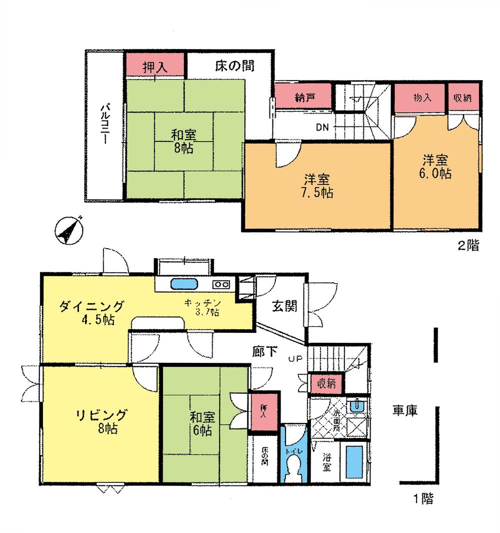 Floor plan. 9.8 million yen, 5DK, Land area 153.53 sq m , Building area 110.96 sq m floor plan