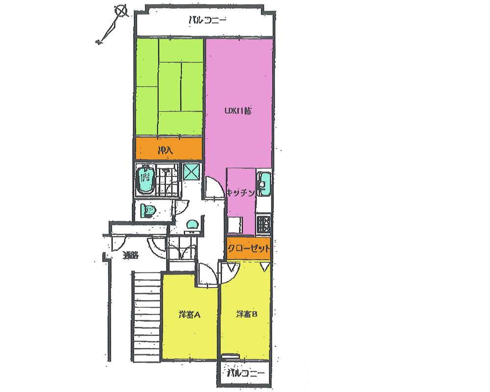 Floor plan. 3LDK, Price 8.7 million yen, Occupied area 64.86 sq m , Balcony area 4 sq m