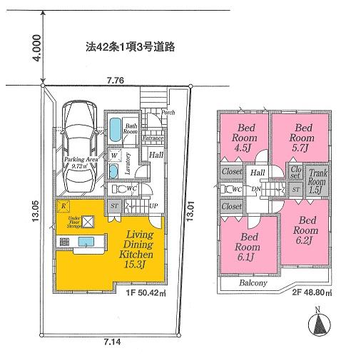 Floor plan. 19,800,000 yen, 4LDK + S (storeroom), Land area 97.08 sq m , Building area 99.22 sq m
