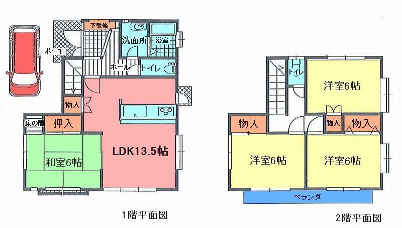 Floor plan. 21,800,000 yen, 4LDK, Land area 103.04 sq m , Building area 91.08 sq m