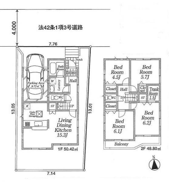 Floor plan. 21,800,000 yen, 4LDK, Land area 97.08 sq m , Building area 99.22 sq m