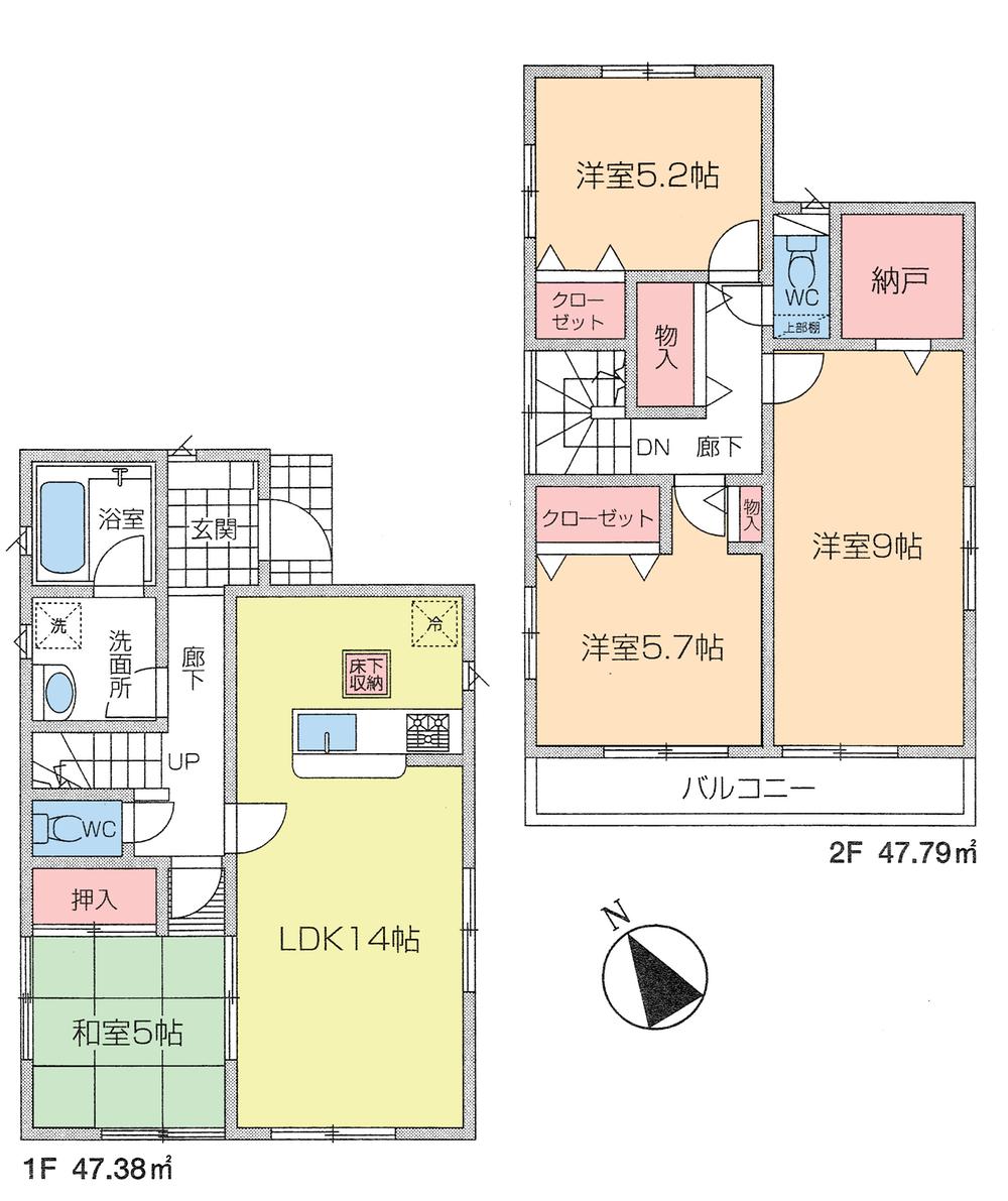 Floor plan. 21,800,000 yen, 4LDK + S (storeroom), Land area 102.37 sq m , Building area 95.17 sq m floor plan