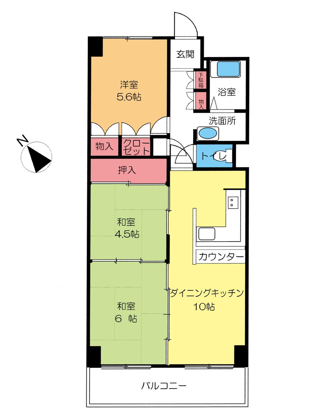 Floor plan. 3DK, Price 10.5 million yen, Occupied area 63.25 sq m floor plan