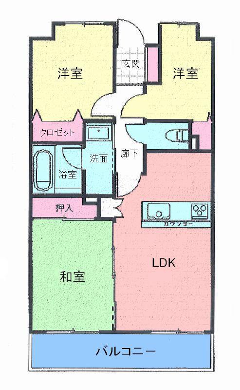 Floor plan. 3LDK, Price 12.9 million yen, Footprint 58.2 sq m , Balcony area 8.73 sq m
