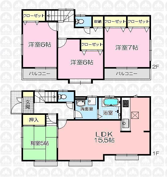 Floor plan. (Building 2), Price 25,800,000 yen, 4LDK, Land area 116.22 sq m , Building area 96.46 sq m