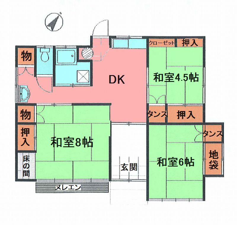 Floor plan. 24,800,000 yen, 3DK, Land area 158.27 sq m , Building area 64.8 sq m