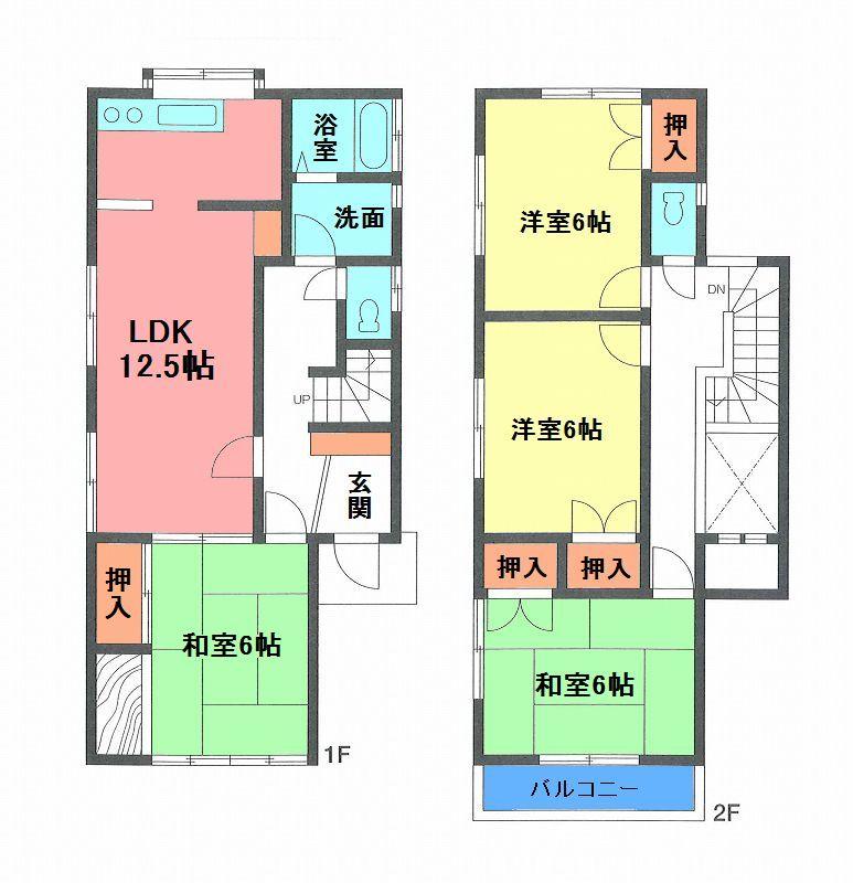 Floor plan. 9.8 million yen, 4LDK, Land area 116.35 sq m , Building area 93.15 sq m