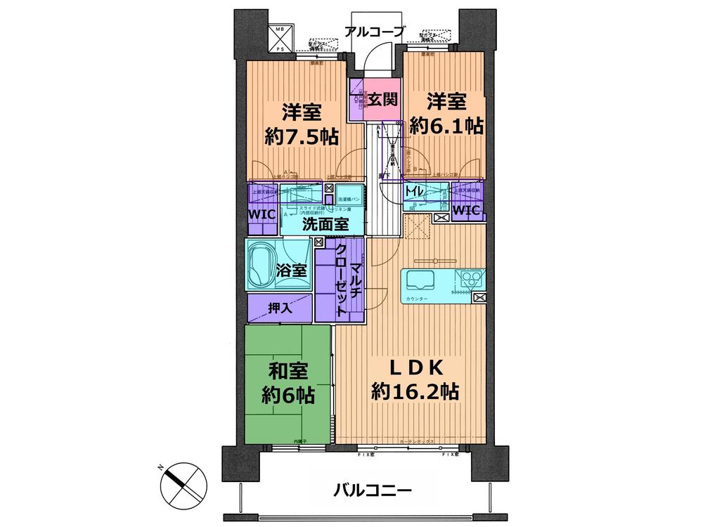 Floor plan. 3LDK + S (storeroom), Price 24,900,000 yen, Occupied area 81.34 sq m , Balcony area 14.4 sq m