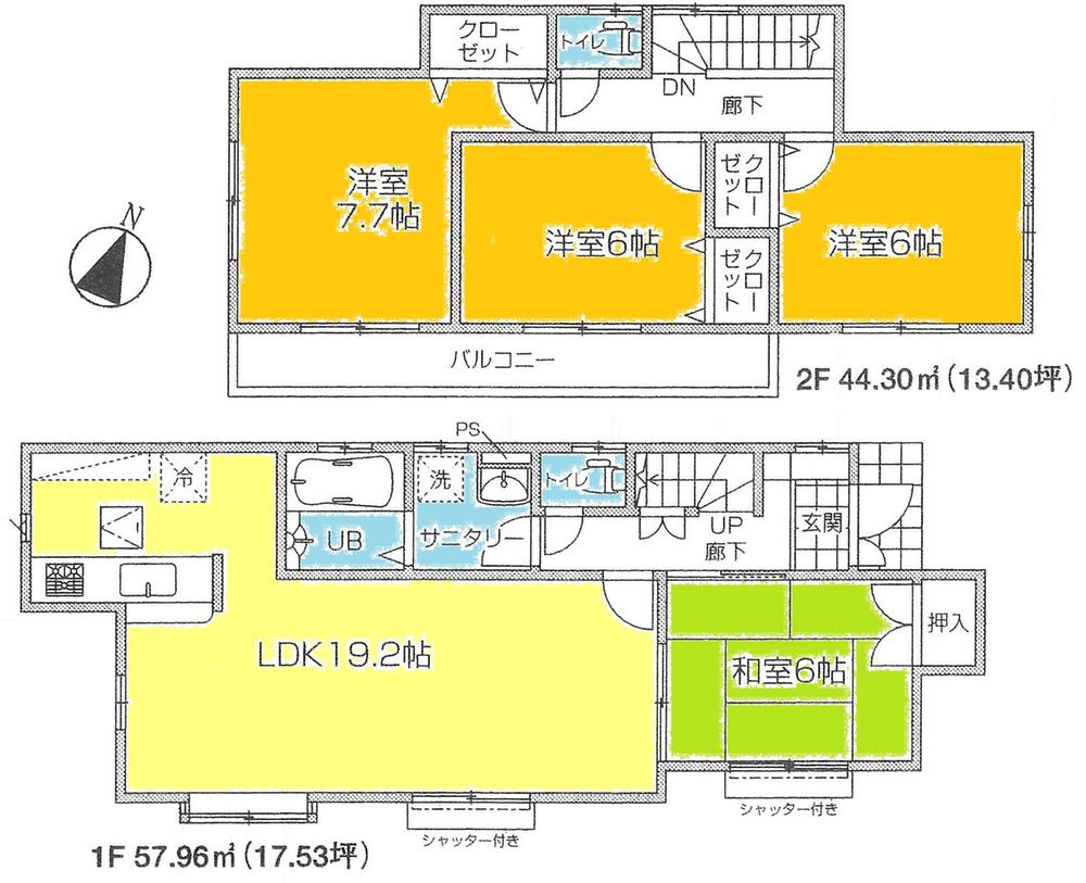 Floor plan. ((1) Building), Price 23.8 million yen, 4LDK, Land area 184.33 sq m , Building area 102.26 sq m