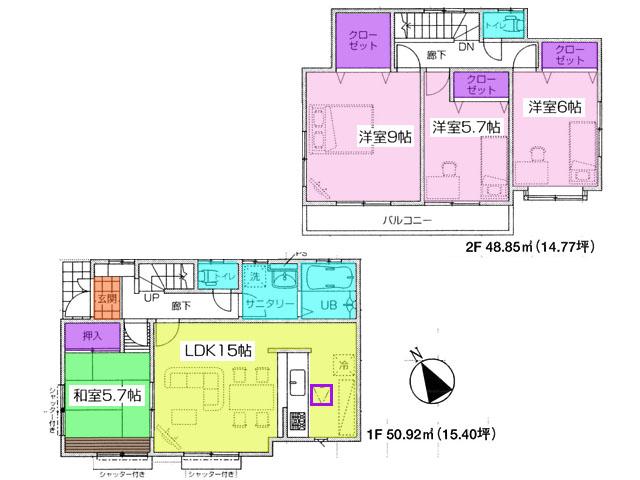 Floor plan. (1 Building), Price 27,800,000 yen, 4LDK, Land area 101.51 sq m , Building area 99.77 sq m