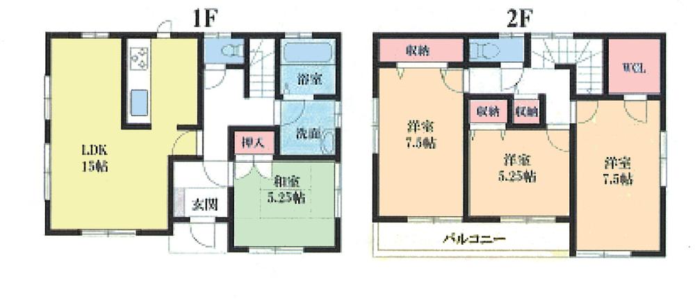 Floor plan. (5 Building), Price 23 million yen, 4LDK, Land area 141.09 sq m , Building area 101.44 sq m