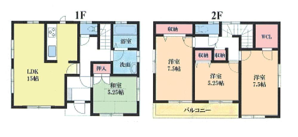 Floor plan. (6 Building), Price 23.8 million yen, 4LDK, Land area 141.09 sq m , Building area 101.44 sq m