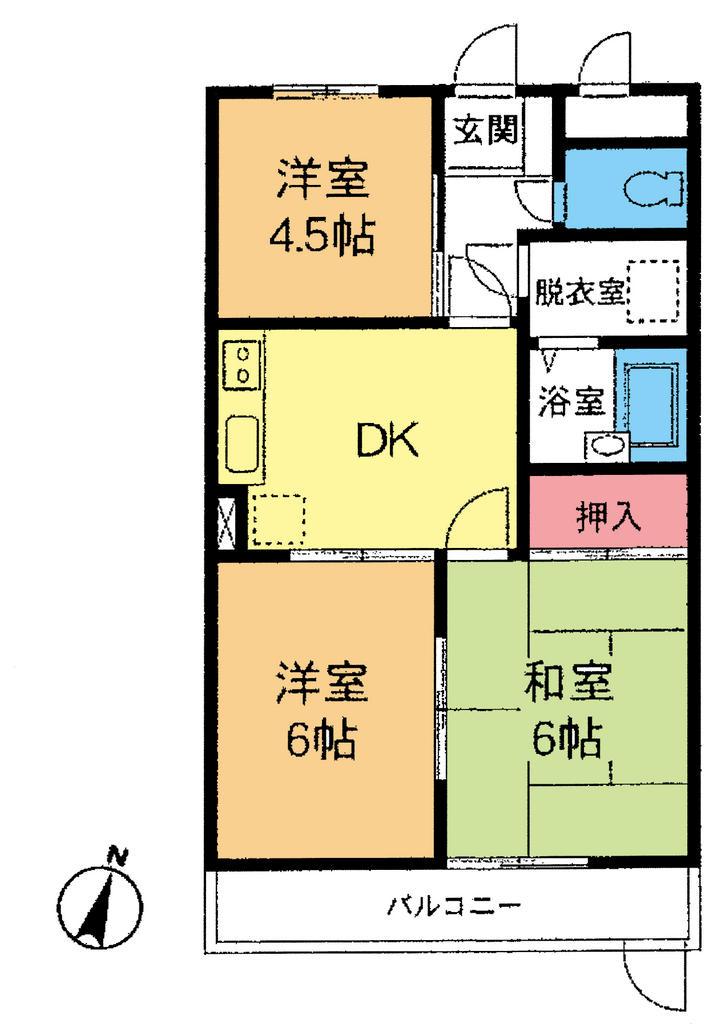 Floor plan. 3DK, Price 6.3 million yen, Occupied area 41.97 sq m , Balcony area 4.78 sq m floor plan