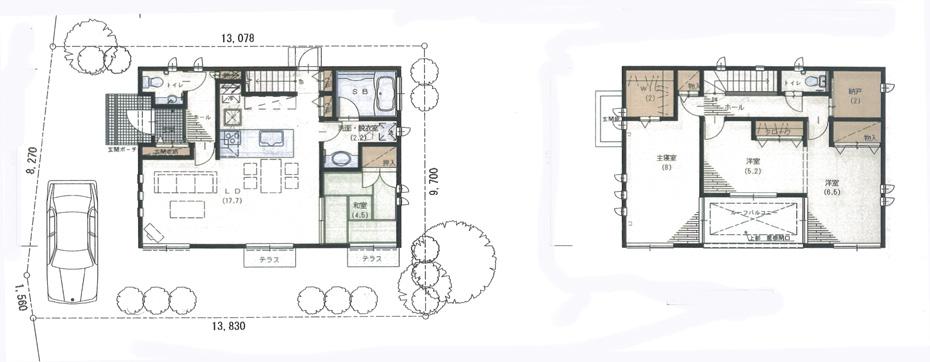 Floor plan. 28 million yen, 4LDK + S (storeroom), Land area 132.33 sq m , Building area 108.47 sq m