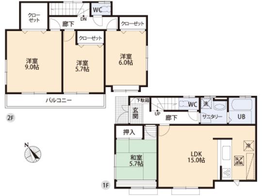 Floor plan. 29,800,000 yen, 4LDK, Land area 101.51 sq m , Building area 99.77 sq m floor plan