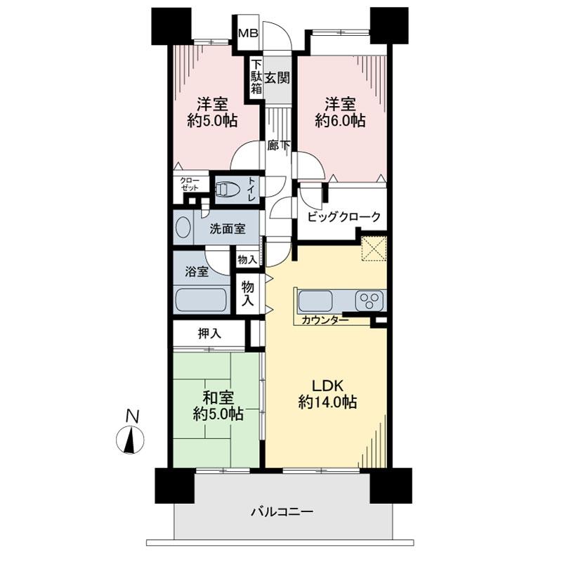 Floor plan. 3LDK, Price 21.6 million yen, Occupied area 70.32 sq m , Balcony area 12 sq m