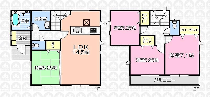 Building plan example (floor plan). Building plan example building price  12,690,000 yen, Building area 89.23 sq m