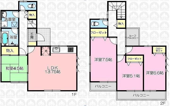Floor plan. 28.8 million yen, 4LDK, Land area 114.36 sq m , Building area 93.56 sq m