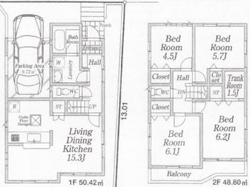 Floor plan. 19,800,000 yen, 4LDK, Land area 97.08 sq m , Building area 99.22 sq m