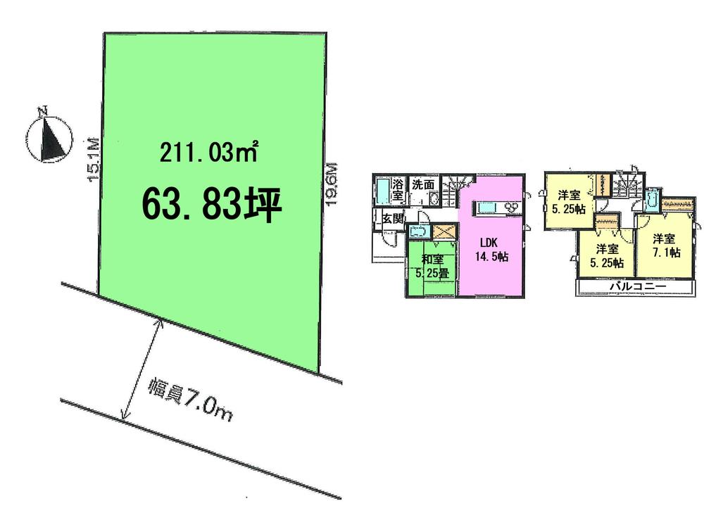 Compartment figure. Land price 25,500,000 yen, Land area 211.03 sq m