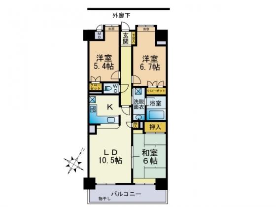 Floor plan. 3LDK, Price 21,800,000 yen, Occupied area 71.01 sq m , Balcony area 9.15 sq m