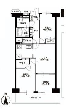 Floor plan. 3LDK, Price 21.9 million yen, Footprint 61.6 sq m , Balcony area 7.84 sq m