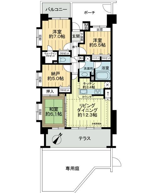 Floor plan. 3LDK + S (storeroom), Price 30,800,000 yen, Footprint 87 sq m , Balcony area 5.83 sq m floor plan