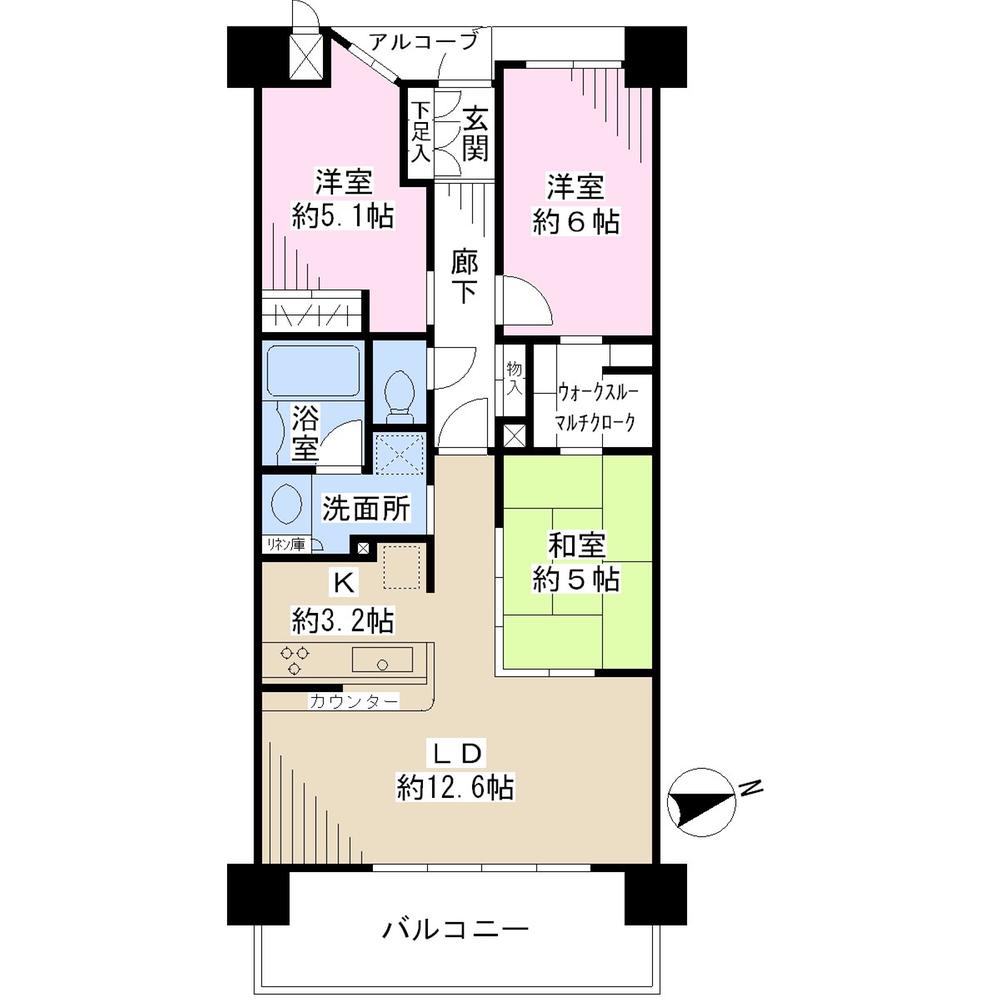 Floor plan. 3LDK, Price 34,700,000 yen, Occupied area 71.48 sq m , Balcony area 10.8 sq m floor plan